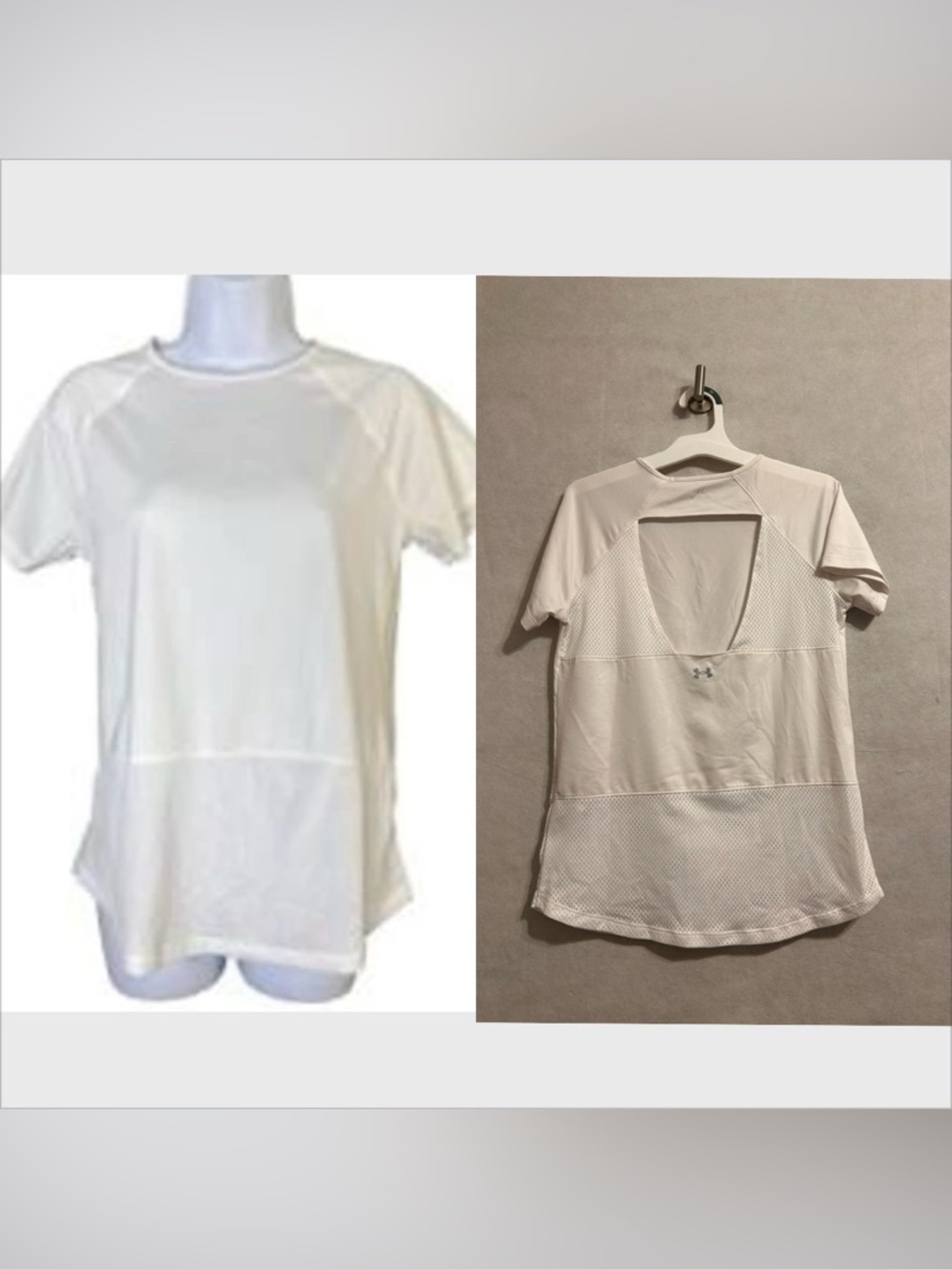 white Under Armour women's athletic tee Medium breathable mesh panels open-back